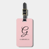 Personalisiertes elegantes Monogramm Rosa Rosa Gepäckanhänger (Vorderseite vertikal)
