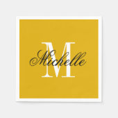 Personalisiertes elegantes Monogramm Senfgelb Serviette (Vorderseite)