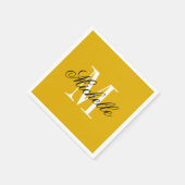 Personalisiertes elegantes Monogramm Senfgelb Serviette (Ecke)