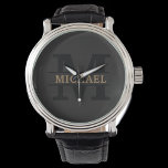 Personalisiertes elegantes Monogramm und Name Armbanduhr<br><div class="desc">Mit diesem personalisierten Monogramm und Namensprodukt fügen Sie Ihren Alltagsessentiellen eine Touch Eleganz hinzu. Mit einem raffinierten Design und individuell anpassbaren Details verbindet es Eleganz und Funktionalität. Ob für den persönlichen Gebrauch oder als nachdenkliches Geschenk, dieser Artikel zeigt ein stilvolles Monogramm und Ihren gewählten Namen, sodass es einzigartig Ihnen. Ideal...</div>