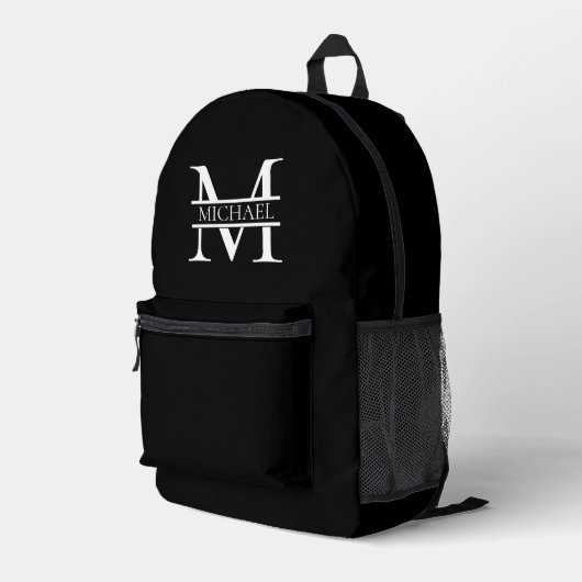 Personalisiertes elegantes Monogramm und Name Bedruckter Rucksack (Rückseitige Ecke Rechts)