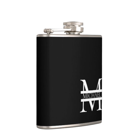 Personalisiertes elegantes Monogramm und Name Flachmann (Rechts)