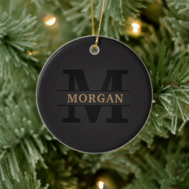 Personalisiertes elegantes Monogramm und Name Keramik Ornament