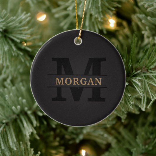 Personalisiertes elegantes Monogramm und Name Keramik Ornament (Baum)