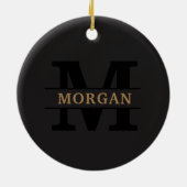 Personalisiertes elegantes Monogramm und Name Keramik Ornament (Hinten)
