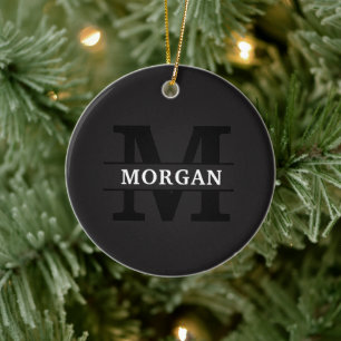 Personalisiertes elegantes Monogramm und Name Keramik Ornament