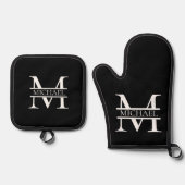 Personalisiertes elegantes Monogramm und Name Ofenhandschuh & Topflappen-Set (Vorderseite)