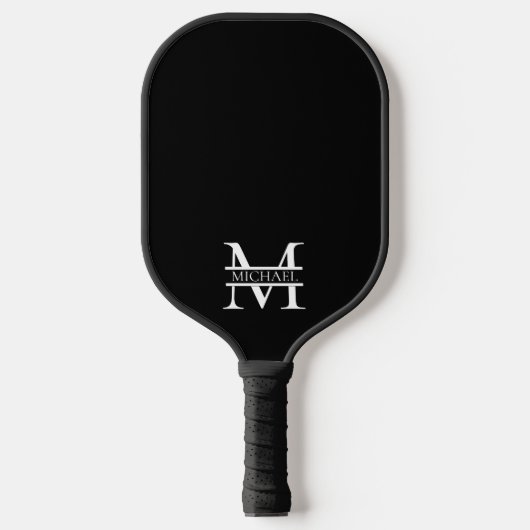Personalisiertes elegantes Monogramm und Name Pickleball Schläger (Vorderseite)