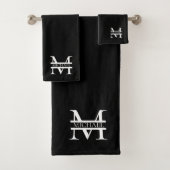 Personalisiertes elegantes Monogramm und Name Schw Badhandtuch Set (Insitu)