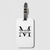 Personalisiertes elegantes Monogramm und Name weiß Gepäckanhänger (Vorderseite Vertikal)