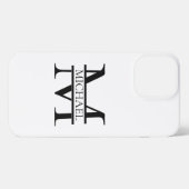 Personalisiertes elegantes Monogramm und Name weiß iPhone Hülle (Rückseite (Horizontal))