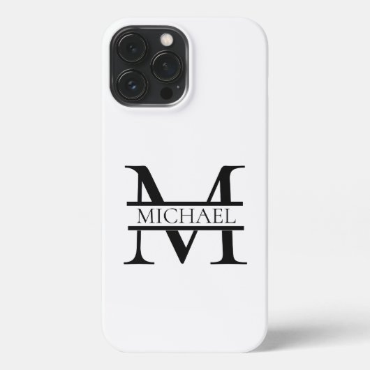 Personalisiertes elegantes Monogramm und Name weiß iPhone Hülle (Rückseite)