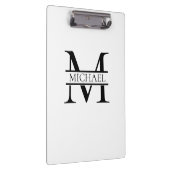 Personalisiertes elegantes Monogramm und Name weiß Klemmbrett (Rechts)