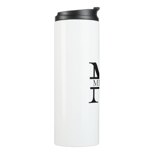 Personalisiertes elegantes Monogramm und Name weiß Thermosbecher (Nach links gedreht)