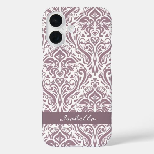 Personalisiertes elegantes Old Lavender Damask Mus Case-Mate iPhone Hülle (Rückseite)