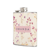 Personalisiertes elegantes Pastel-Blumendesign Flachmann (Links)