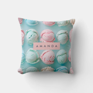 Personalisiertes Elegantes Pastell-Streifen-Eiscre Kissen
