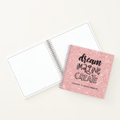 Personalisiertes elegantes rosa Glitzer Sketchbook Notizblock (Innenseite)