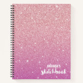 Personalisiertes elegantes rosa Glitzer Sketchbook Notizblock (Vorderseite)