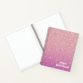 Personalisiertes elegantes rosa Glitzer Sketchbook Notizblock (Innenseite)