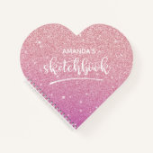 Personalisiertes elegantes rosa Glitzer Sketchbook Notizblock (Vorderseite)