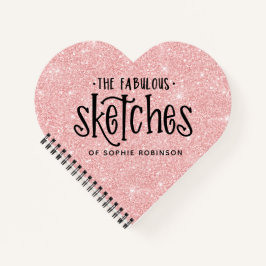 Personalisiertes elegantes rosa Glitzer Sketchbook Notizblock