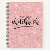 Personalisiertes elegantes rosa Glitzer Sketchbook Notizblock (Vorderseite)