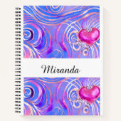 Personalisiertes elegantes rosa Herz-Spiral-Notebo Notizblock (Vorderseite)