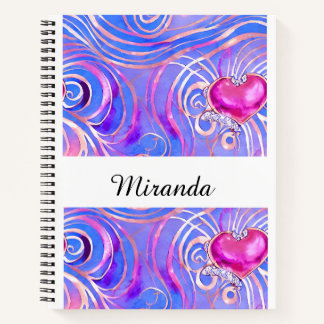 Personalisiertes elegantes rosa Herz-Spiral-Notebo Notizblock