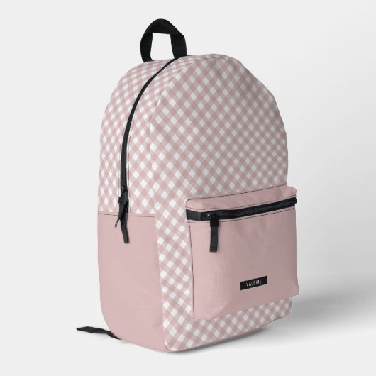 Personalisiertes elegantes, rosa Kariertes Muster Bedruckter Rucksack (Rückseitige Ecke links)