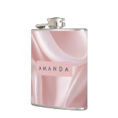 Personalisiertes Elegantes Rosa Satin Design Flachmann (Links)