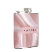 Personalisiertes Elegantes Rosa Satin Design Flachmann (Rechts)