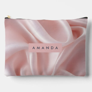 Personalisiertes Elegantes Rosa Satin Design Zubehörtasche