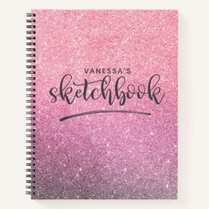 Personalisiertes elegantes rosa Sketchbook-Noteboo Notizblock