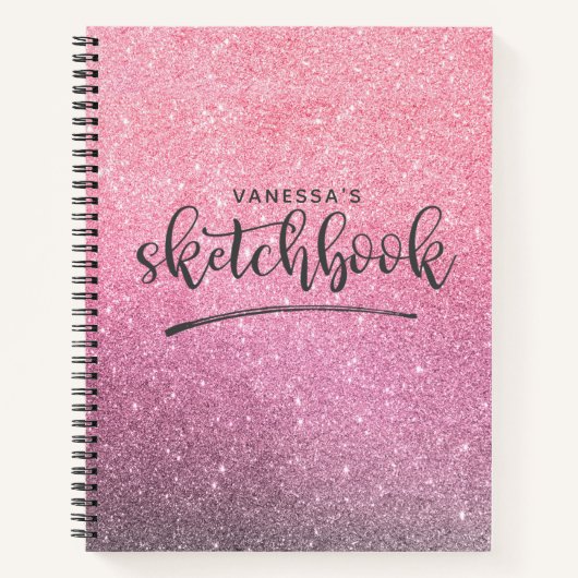 Personalisiertes elegantes rosa Sketchbook-Noteboo Notizblock (Vorderseite)