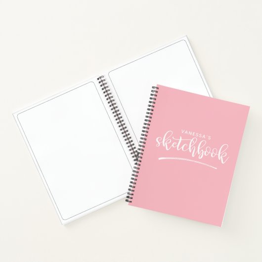 Personalisiertes, elegantes, rosa Sketchbook Notizblock (Innenseite)