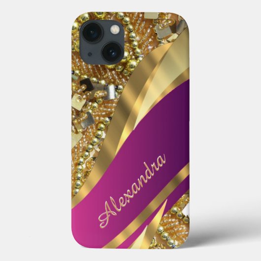 Personalisiertes, elegantes Rosa und goldenes Gelb Case-Mate iPhone Hülle (Rückseite)