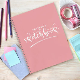 Personalisiertes, elegantes, rosa Weißes Sketchboo Notizblock