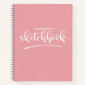 Personalisiertes, elegantes, rosa Weißes Sketchboo Notizblock (Vorderseite)