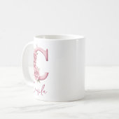 Personalisiertes elegantes rosafarbenes, florales  kaffeetasse (Vorderseite Links)