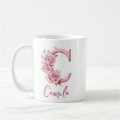 Personalisiertes elegantes rosafarbenes, florales  kaffeetasse (Links)