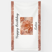 Personalisiertes elegantes Rose Gold Rose Glitzer  Banner (Vertikal)