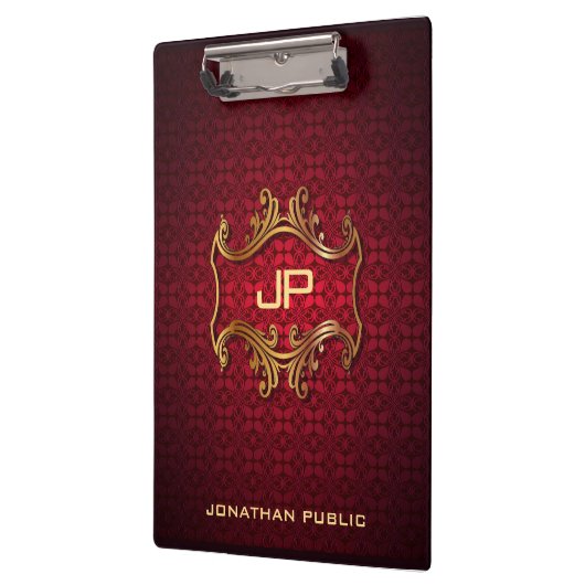 Personalisiertes elegantes Schwarz-Damaskus-Monogr Klemmbrett (Links)