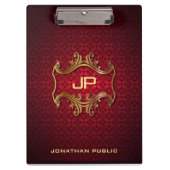 Personalisiertes elegantes Schwarz-Damaskus-Monogr Klemmbrett (Vorderseite)