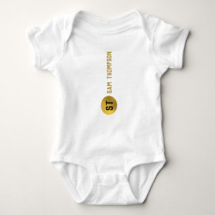 Personalisiertes elegantes Schwarz & Gold Modernes Baby Strampler