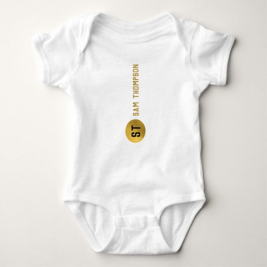 Personalisiertes elegantes Schwarz & Gold Modernes Baby Strampler (Vorderseite)