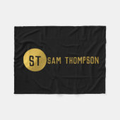 Personalisiertes elegantes Schwarz & Gold Modernes Fleecedecke (Vorderseite (Horizontal))