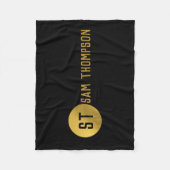 Personalisiertes elegantes Schwarz & Gold Modernes Fleecedecke (Vorderseite)