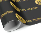 Personalisiertes elegantes Schwarz & Gold Modernes Geschenkpapier (Rolleneckpunkt)