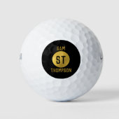 Personalisiertes elegantes Schwarz & Gold Modernes Golfball (Vorderseite)